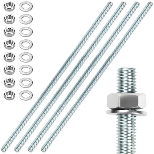 4 Stück Gewindestange M8 Gewindestangen M8 X 300mm Gewindestab Gewindebolzen Verzinkter Stahl Gewindestifte Blaues Zink Gewindestäbe mit 8pcs Sechskantmutter und 8pcs Unterlegscheiben