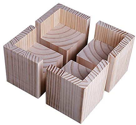 Möbelerhöhung aus Massivholz, Tischbeine aus Eiche, Tischerhöhung, 4er-Pack, Erhöhung (9 x 9 x 5 cm), langlebige Holz-Tischbeine für Heimdekoration