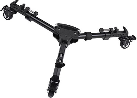 AYNEFY Vx-600 Pro 3 Trépied Wheels Camerastative Dolly Rouleau Rouleau Universal Roldable Camera Trépied Bock, avec du Nylon Portant Une Charge de Sac 20 Kg, Alliage D'aluminium