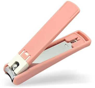 Professional Stainless Steel Nail Clipper with Catcher, Anti-Splash Design, Sharp Curved Blades for Fingernails & Toenails, Portable 3.7 Trimmer, Pink