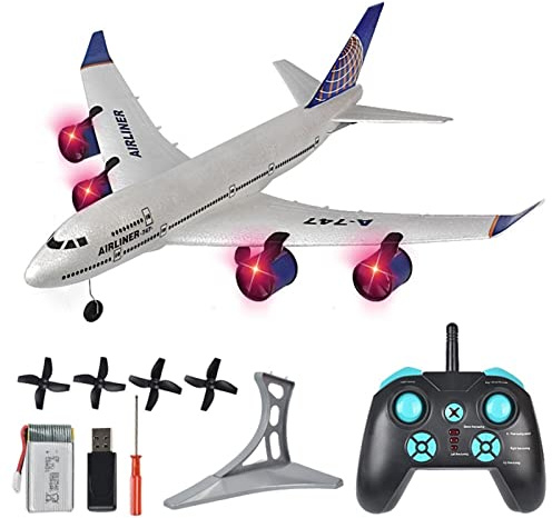 HEBXMF Avion télécommandé pour passagers, Drone, Avion de Ligne télécommandé à Quatre Moteurs, 2,4 GHz, en Mousse EPP, résistant aux Chutes, Jouet Cadeau
