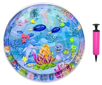 Generisch Cat Water Play Mat, Water Bed with Inflatable Pump, Pet Cooling Cushion Thickened Baby Crawling Pad, Sturdy Floor Boredom for Daily Travel Hot Weather Home Outdoor