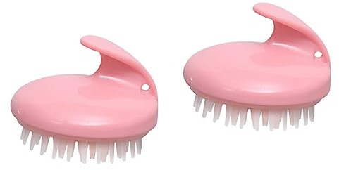 SAFIGLE 2 Kopfhaut Massagebürste aus Kunststoff und Silikon Ergonomische Shampoo Bürste für Erwachsene Kopfhautreinigung Dandruff Entfernung und Kopfhautmassage Rosa