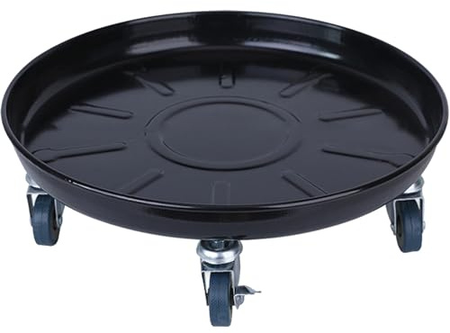 WUXTOKV Drip Tray Made of Iron, Oil Drain Container with Rollers, Painted Finish for Wear and Rust Resistance, Strong Weighing Capacity(Black,31cm/12in)