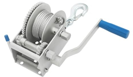 Handseilwinde 2500 lbs mit Drahtseil Länge 7 Meter, Bremse Ratsche, Sperrfunktion, für Boote, Anhänger, Industrie