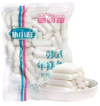 Natürlicher Reiskuchen Tteokbokki Topokki 500 g Tteokbokki-Sticks koreanischer chinesischer Reiskuchen, hergestellt aus hochwertigem Reis,perfekt für heiße Töpfe oder würzige gebratene Reiskuchen