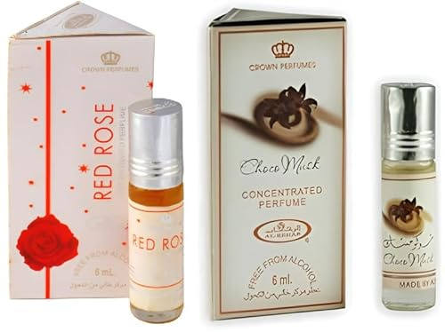 Red Rose & Choco Musk Concentrated Perfume Oil Roll-On Combo – Long Lasting Attar for Men & Women – Alcohol Free – 6ml Each (Pack of 2)
