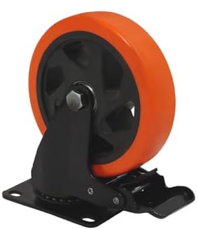 PU Schwerlastrollen Set 4 Stück mit Bremse, 100kg Tragkraft pro Rad, 360° drehbar, Geräuscharm & bodenschonend, Industrie Transportrollen für Werkbank, Wagen & Möbel