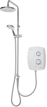 Triton Showers | AS2000SR DuElec | Power Shower | White | Rainfall Shower Head | Thermostatic Shower | Power Shower Head | Quiet Pump | Dual Shower Heads
