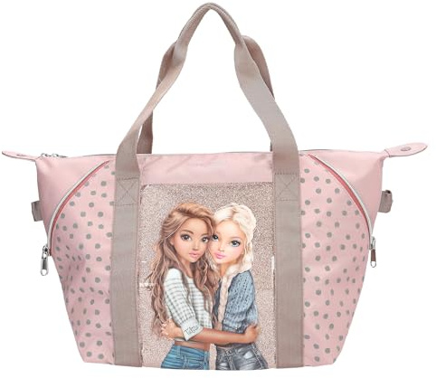 Depesche 14014 TOPModel Dots - Sporttasche in Rosa, mit Model Motiv und Punkte Muster, Tasche mit Henkel und Innenfach