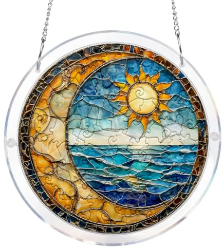 Sea Jigsaw Puzzle Suncatcher, Acrylic Sun Catchers for Windows, Unique DIY Garden Ornament Outdoor, Colorful Hanging Decoration for Garden, Fence and Home, Artistic Home Decor Gift for Friends