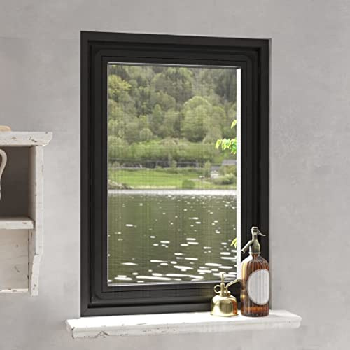 Wicterencia Magnet- Fliegengitter Anthrazit 80x120 cm aus UV-beständigem Glasfaser, mit Magnetrahmen und Klettband, passgenau zuschneidbar, ideal für Fenster, Balkon, Terrasse, Wohnzimmer