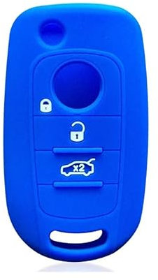 Car Passion Guscio Chiave Cover Fiat 500X Tipo 2016 Telecomando Copertura in Silicone Protezione (Blu)