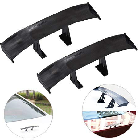 2 Stücke Universal Auto Mini Spoiler Flügel, Creatiees Automatisch Auto Schwanz Flügel|Mini Auto Kohlefaser Textur Dekoration|Ohne Perforation Tail Dekoration, 6,7 Zoll (Schwarz)