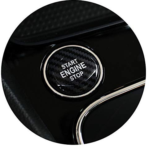 Gel Emblem Start Stop Knopf Abdeckung Aufkleber Keyless GO Carbon Druckschalter Tastenabdeckung Cover Zündung – Finest Folia DM004 (Carbon Schwarz/Weiß)