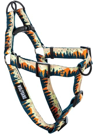 Wolfgang Heavy Duty Adjustable Dog Harness, Pull-Tested to Over 800 lbs for Walking & Training, Overland Print, Large