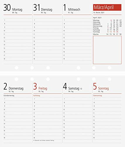 rido/idé 7012230001 Taschenkalender/Plankalender Ringbucheinlage TM 17/contacter, 2 Seiten = 1 Woche quer, 153 x 87 mm, Karton-Umschlag, Kalendarium 2021