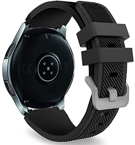 Armband Kompatibel mit Samsung Galaxy Watch 46mm/Gear S3 Frontier Silikon Armbänder 22mm Sport Uhrenarmband Wasserfest Ersatz Uhrband für Galaxy Watch 3 45mm für Herren-Schwarz