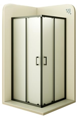 Moments of Glass - Mampara de Ducha Diana 85x85x180cm | REVERSIBLE | Puertas correderas, Ajuste 82,5-84,5 x 82,5-84,5cm | Perfiles Negros, cristal de seguridad ESG Satinado de 6mm