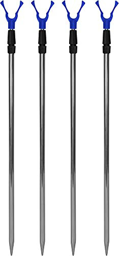normani 4er Set Teleskop Rutenhalter 75-135 cm Rutenauflage Rutenständer Schnurlaufkerbe U-Auflage Farbe Blue