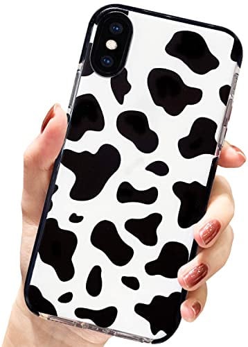 AMART for iPhone X/XS Case Cow Print,Cute Animal Cow Pattern Design Silicone Shockproof Protective TUP Bumper Case for iPhone X/XS