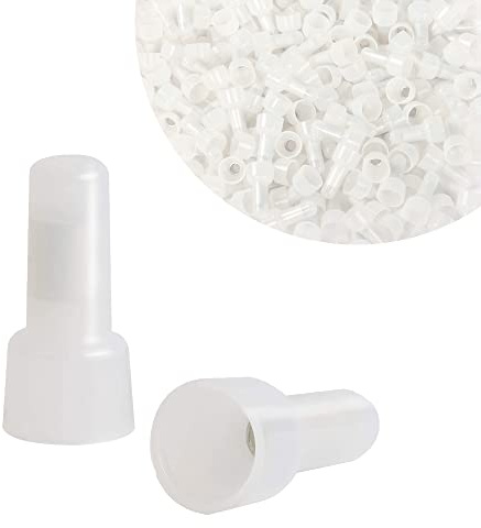 QIANRENON 300 Pcs Aluminum Core Quick Connector Nylon Crimp Cap Wire End Terminal, 16-14 AWG, Translucent, CE2