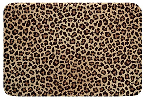 Schwarz Braun Leopard Drucken rutschfest Badezimmerteppich Damen Gepard Drucken Badematte 50x80cm Für Kinder Herren Afrika Tier Tierwelt Badteppiche Safari Weich Zottelig Badvorleger Wohnkultur