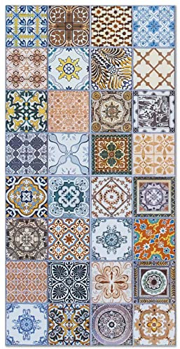 Panorama Tapis Vinyle - Modèle Carreaux Ciments Nijar Original 300x200 cm - Différentes Tailles - Deco Maison, Cuisine, Chambre et Exterieur