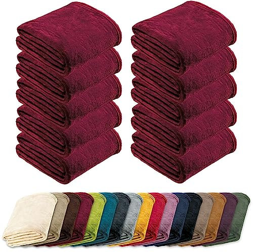 REDBEST Microfaserdecke Amarillo 10er-Pack, Fleece-Wohndecke, Sofadecke Bordeaux Größe 130x180 cm - kuscheliger Teddyfleece, pflegeleicht, waschbar