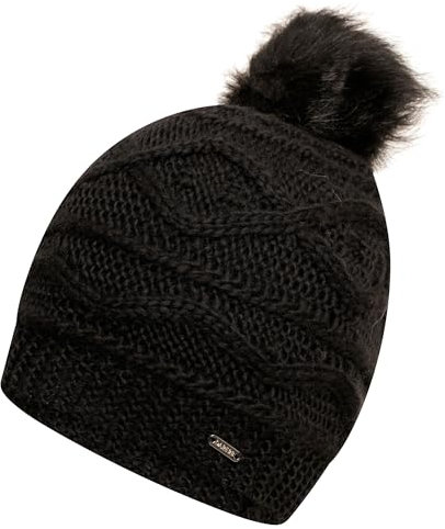 Dare2b Damen Remind II Bommelmütze mit Fleecefutter, perfekt zum Skifahren, Snowboarden & Wintersport, schwarz