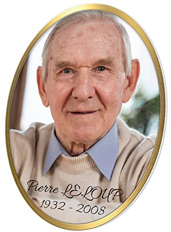 Médaillon Funéraire photo Personnalisé - Cadre avec Photo Personnalisable Souvenir - Portrait Commémoratif Personnalisé - Photo pour Plaque Funéraire - Ornement Cimetière (10x7,5 cm (standard))