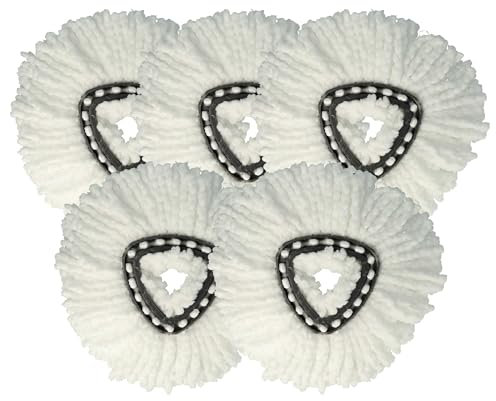 vhbw 5x Mop Heads Replacement for Vileda 152623 for Mop - Microfibre Attachment White