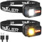 Tavaler Stirnlampe LED Wiederaufladbar, Kopflampe Stirnlampe Batteriebetrieben Stirnleuchte USB C Aufladbar, 2300 Lux LED mit 4 Lichtmodi und Rotlicht für Camping, Joggen, Kinder (2 Stück)
