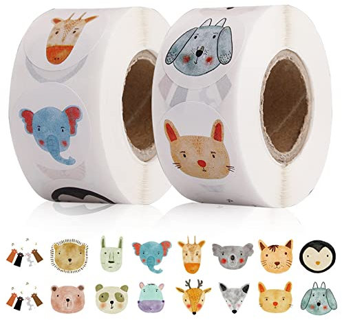 Animal Sticker Rolle 1000 Stück Lehrer Aufkleber Rolle Cartoon Tier Aufkleber Für Kinder Mit 16 Cartoon-tiermotiven, Für Partydekoration, Geburtstagsgeschenk Dekoration Aufkleber, Siegeletiketten