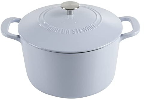 MARTHA STEWART Gatwick 7 QT Enamel Cast Iron Dutch Oven, Lavender
