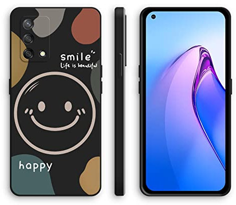 XINYEXIN Silikon Hülle für Oppo A74 4G mit Süßes Muster Ultra Dünn Gerade Kante Weiches Silikon Handyhülle Stoßfest Schutzhülle - Smile, Black