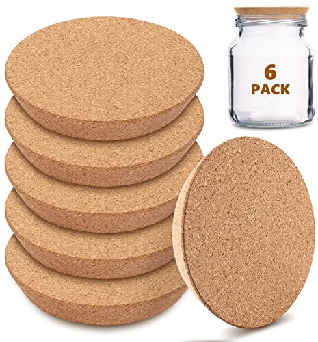 Kathfly 6 Stück große Korkdeckel, groß, konisch, Korkstopfen, Glas, Weinflasche, Korkverschluss, Einmachen, breiter Korkverschluss, für Bar, Zuhause, Restaurant, Gastgeschenke, 11.4x9.5x1.9 cm