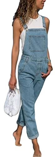 Yesgirl Salopette Jeans Donna Senza Maniche Tuta in Denim da Donna Jumpsuit Pantaloni Casual Vintage Jeans Lunga Salopette Estivi Moda Overall Playsuit Romper D Azzurro L