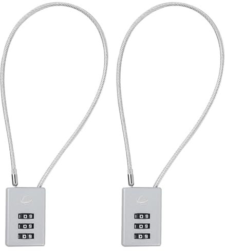 SISAV 3 Digit Cable Combination Lock 12 inches Cable for School Gym Locker,Filing Cabinets,Helmet,Toolbox,Luggage Suitcase,knapsack,Grey 2Pack