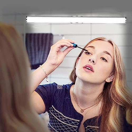 Lampada Specchio Bagno Led 30 CM, 5 W Luce Specchio, Applique Con Tocca il Controllo, Regolazione Continua, 900 mAh USB Ricaricabile, Luci per Armadio, Parete, Trucco - Bianco