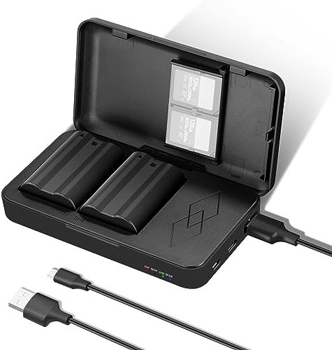 NEEWER EN-EL15c Batterie de Rechange et Chargeur USB Ensemble,Pack 2 Batterie 2400mAh&Chargeur Double Canal Compatible avec Nikon Z8 Z7 Z6 Z5 D850 D810 D780 D750 D610 D500 D7500 D7200 D7100 D7000 1 V1