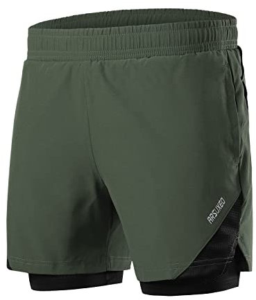 QUINTRA 2-in-1-Trainings-Laufshorts für Herren, 7-Leichtathletik-Fitness-Shorts mit Kompressionsfutter Fahrradhose Winter Wasserdicht Damen (AG, S)