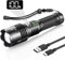 Gosdas Super Bright Rechargeable LED Torch, 500000 Lumen High Power Flashlight, 5 Modes, Zoomable for Camping, Hiking, Emergencies Gift