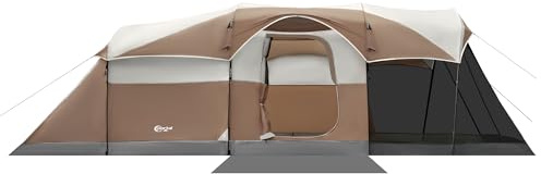 Portal 8 Person Family Tent for Camping with Screen Porch, Waterproof Large Camping Tent with Rainfly, Big Family Tents for Outdoor Camping