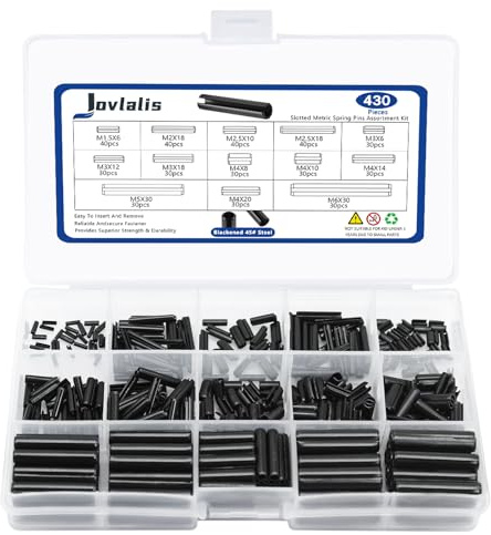 Metric Spring Pins, 430 Pcs Roll Pin Set, Slotted Spring Pins