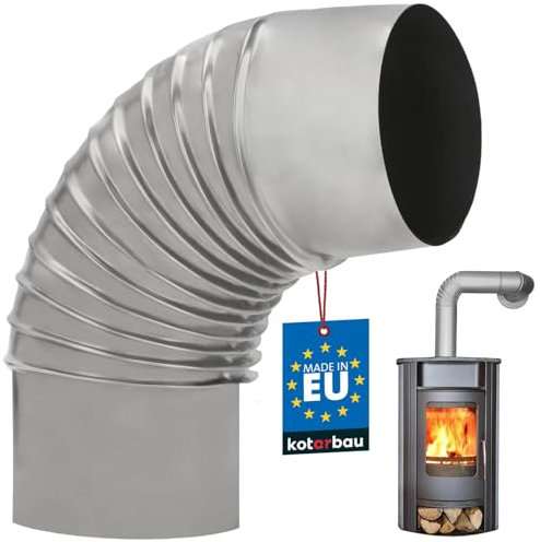 KOTARBAU® Kaminrohrbogen 90° Bogen Ø 140 mm Ofenrohr Rauchrohr aus Blech Abgasrohrbogen für Kamin Ofenknie Silber Rohr Winkel