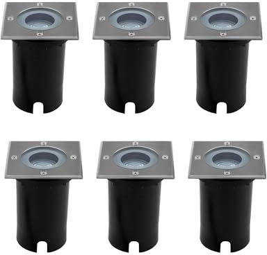 Ledvion - 6X LED Einbauleuchten Quadrat, IP67, GU10, 1m Kabel, Außenbeleuchtung, Terrassenbeleuchtung