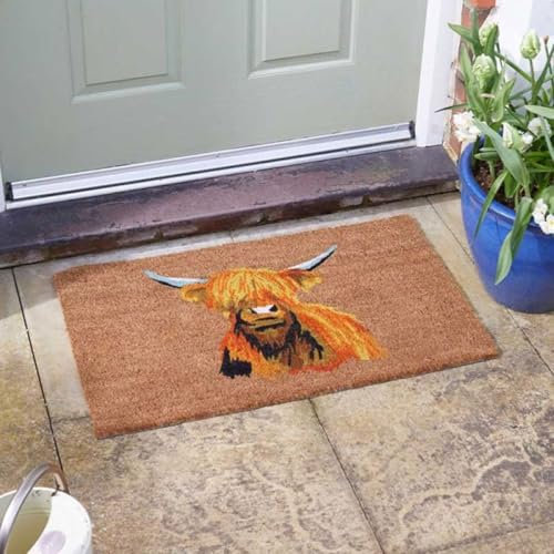 Highland Decoir Mat 45x75cm - Coir Doormat Highland Cow Print