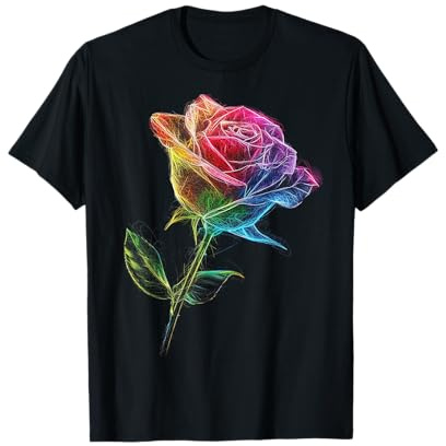 Rose Bunte Zeichnung Natur Kunst Grafik Rose T-Shirt