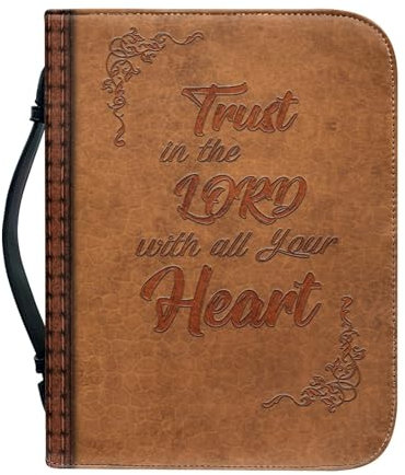 Dajingkj Bibelhülle Mit Reißverschluss Herren Damen PU Leder Klein Bibelhülle L Bibeltasche Bibel Buchumschlag Tasche Bibel Buch Kirche Henkeltaschen Erdiger gelber Löwe Druck